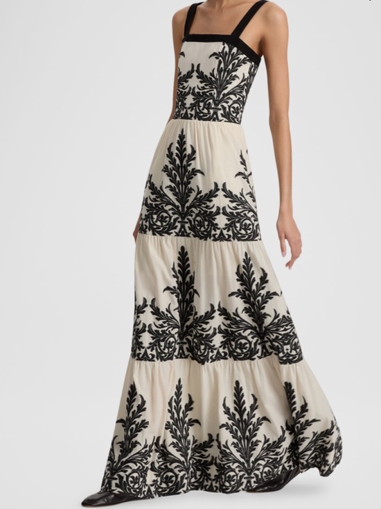 Alice + Olivia Dresses & Skirts - Alice + Olivia Saige Dress White Maxi  with Black Embroidered Motif